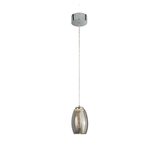 Photo of Cyclone wall hung 1 pendant light in chrome with smoked glass