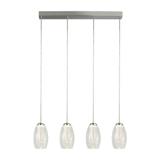 Photo of Cyclone wall hung bar 4 pendant light in chrome with clear glass