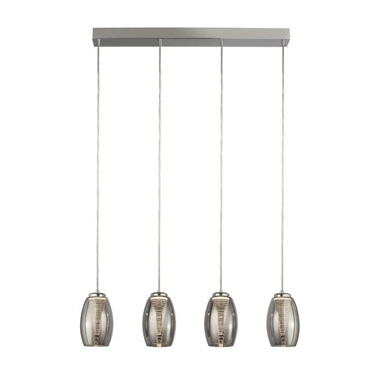 Cyclone Wall Hung Bar 4 Pendant Light With Smoked Glass