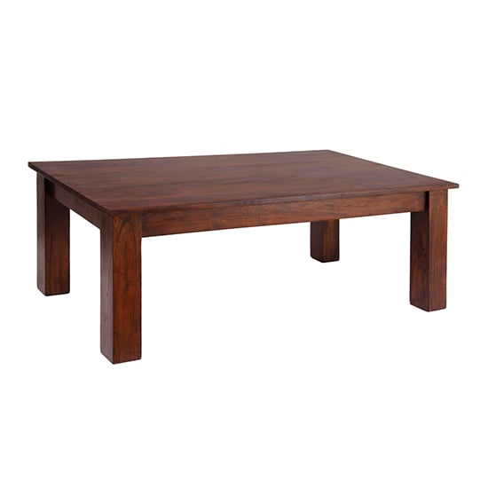 Photo of Cansu solid acacia wooden coffee table in dark oak