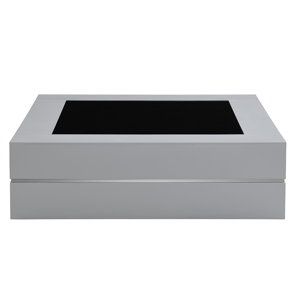 Cyndy High Gloss Coffee Table In Grey With Black Glass Top