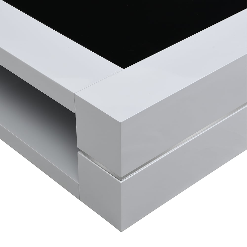 Cyndy High Gloss Coffee Table In Grey With Black Glass Top