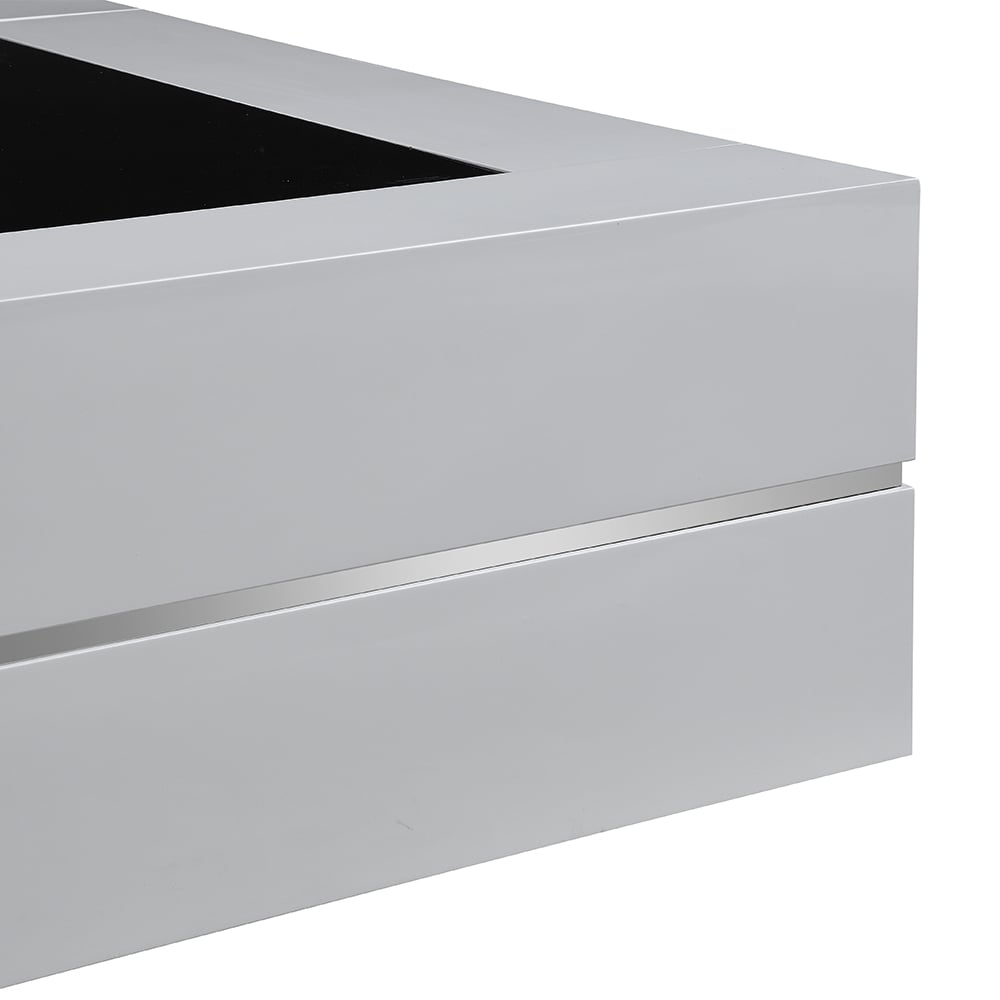 Cyndy High Gloss Coffee Table In Grey With Black Glass Top