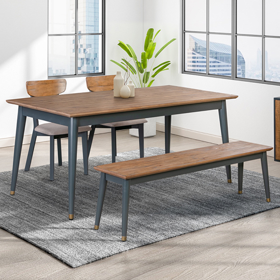 Cypre Wooden 120cm Dining Table In Pine And Cobalt Grey_2
