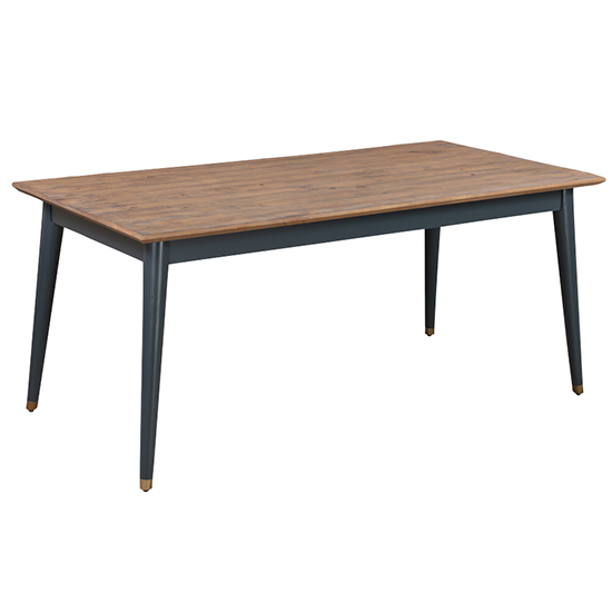 Photo of Cypre wooden 120cm dining table in pine and cobalt grey