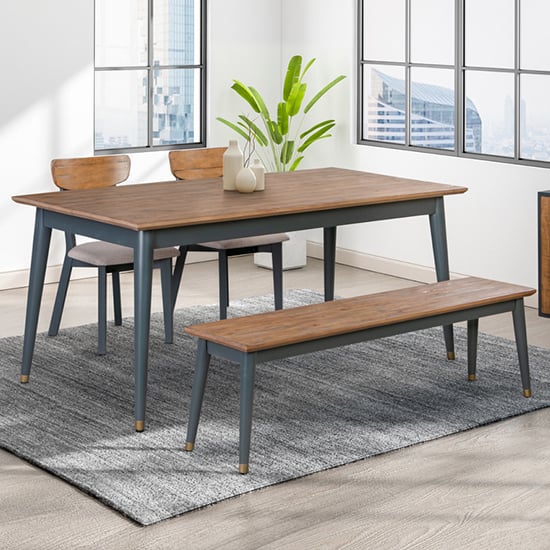 Cypre Wooden 180cm Dining Table In Pine And Cobalt Grey_2