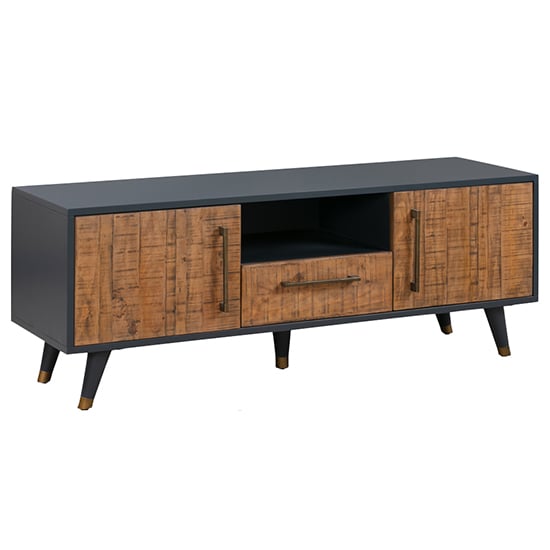 Product photograph of Cypre Wooden Tv Stand 2 Doors And 1 Drawer In Pine And Grey from Furniture in Fashion