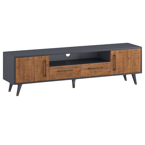 Product photograph of Cypre Wooden Tv Stand 2 Doors And 2 Drawers In Pine And Grey from Furniture in Fashion