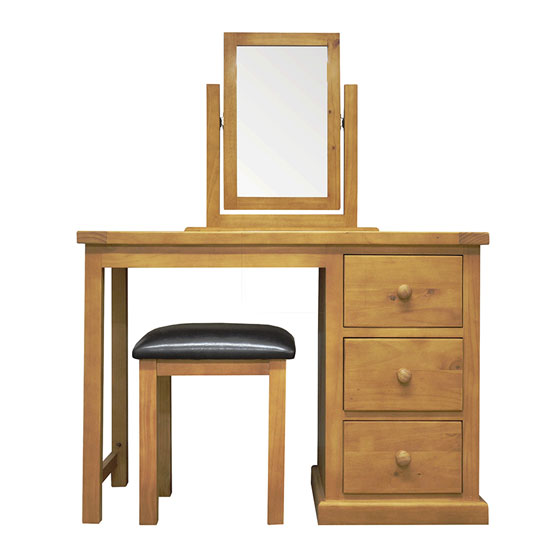 Photo of Cyprian wooden 3pc dressing table set in chunky pine