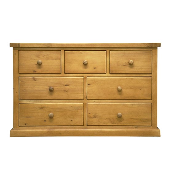 Cyprian Wooden Chest Of Drawers In Chunky Pine With 7 Drawers
