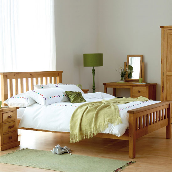 Cyprian Wooden Double Bed In Chunky Pine thumbnail