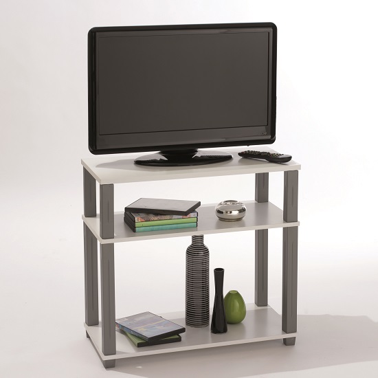 Cyprus Modern TV Stand In White With Shelves Furniture in Fashion