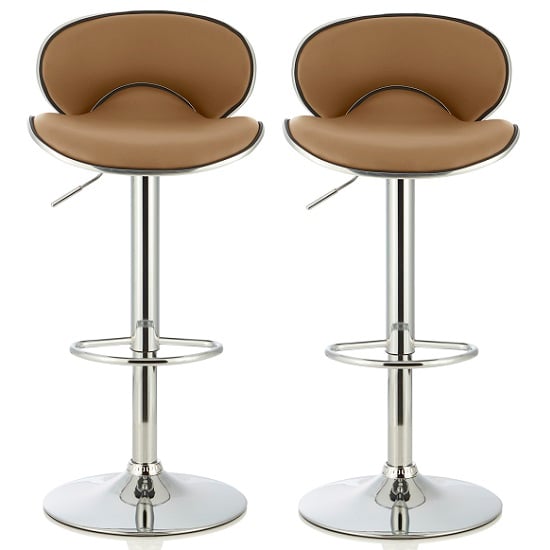 Cyrus Modern Bar Stool In Taupe Faux Leather In A Pair Furniture in