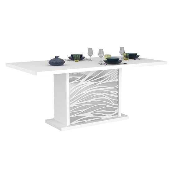 View Dabria extending dining table in white gloss lacquered