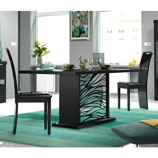 Dabria Extending Wooden Dining Table In Black High Gloss_2