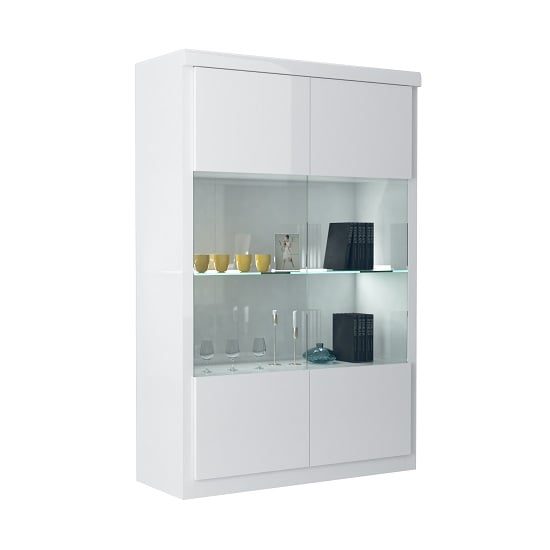 Dabria Large Glass Display In White Gloss With LED Furniture