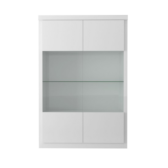 Dabria Large Glass Display In White Gloss With LED Furniture
