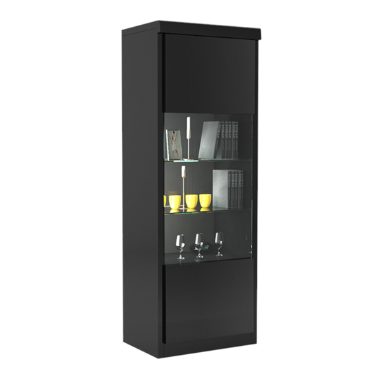 Dabria LED Display Cabinet In Black Gloss With 2 Glass Doors