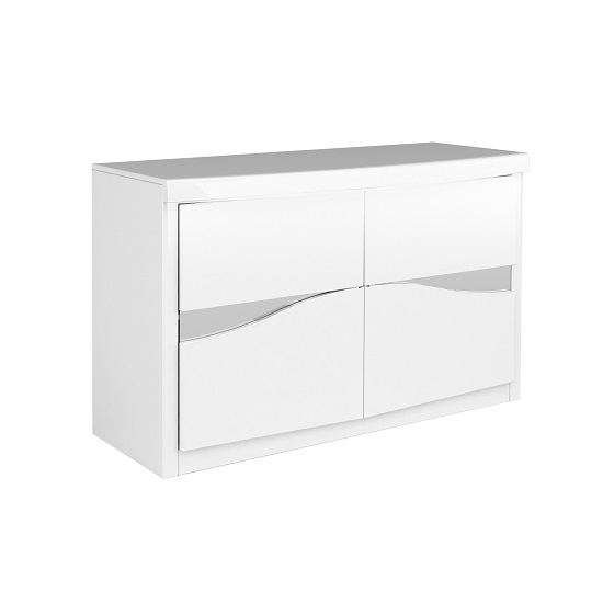 Dabria Small Wooden Sideboard In White Gloss With LED Lights_2