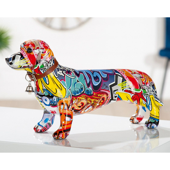 Product photograph of Dachshund Pop Art Poly Large Design Sculpture In Multicolor from Furniture in Fashion