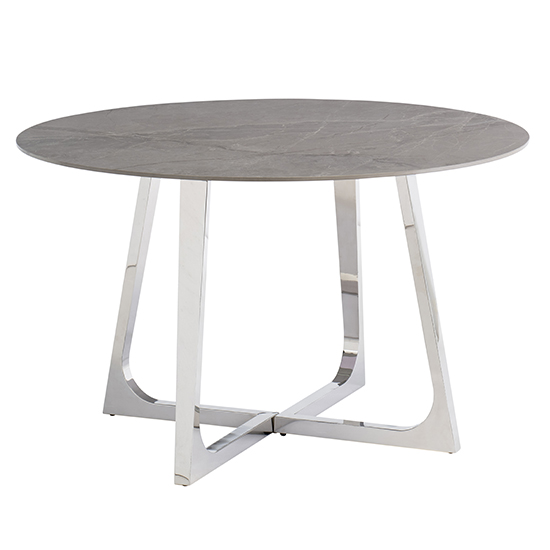 Dacia 130cm Round Marble Dining Table In Grey Furniture in Fashion