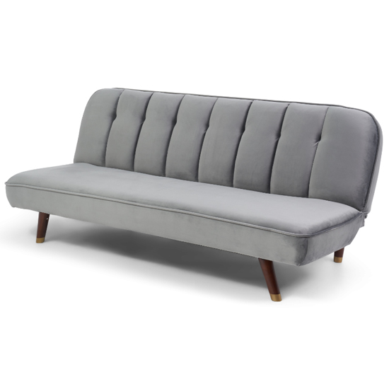 Daclos Velvet Upholstered Sofa Bed In Grey_5