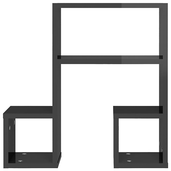 Dacre Set Of 2 High Gloss Wall Shelf In Grey
