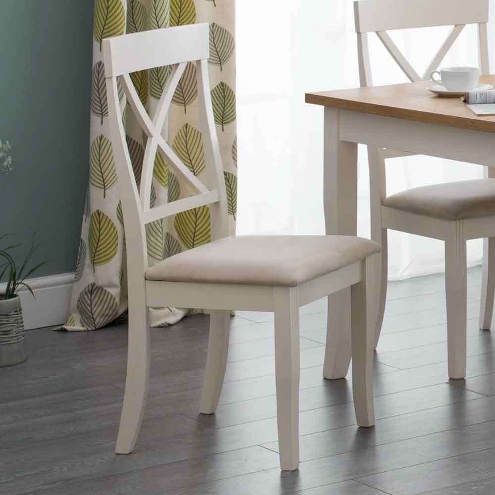 Dagan Ivory Wooden Dining Chairs in Pair