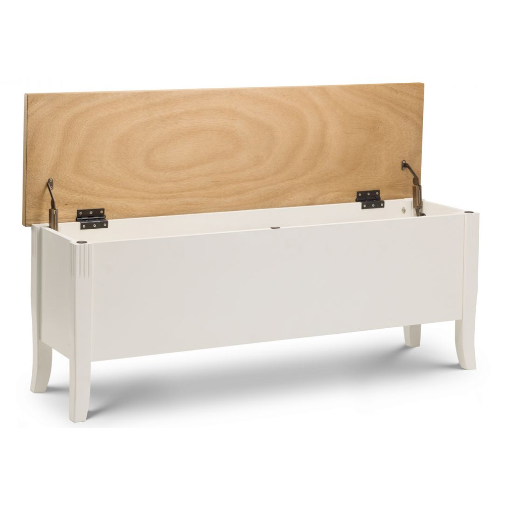 Dagan Wooden Storage Seating Bench In Ivory And Oak