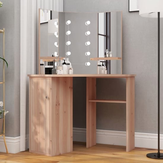 Read more about Dagna corner wooden dressing table in oak with led lights