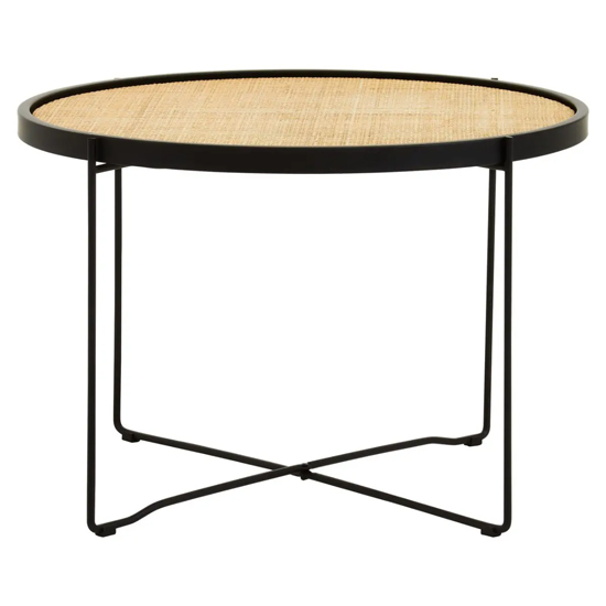 Daire Coffee Table Round With Black Cross Metal Legs