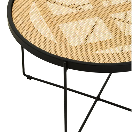 Daire Coffee Table Round With Black Cross Metal Legs