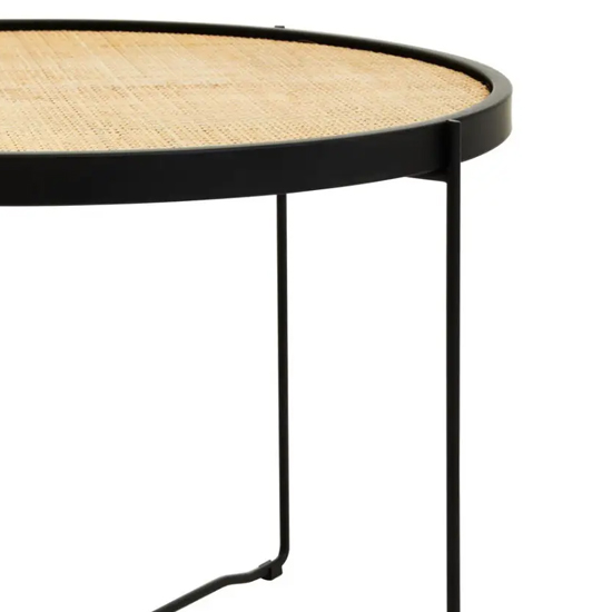 Daire Coffee Table Round With Black Cross Metal Legs