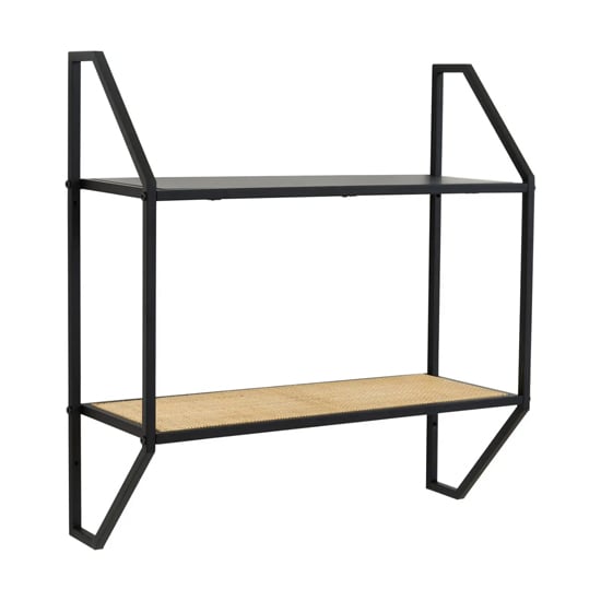 Product photograph of Daire Metal 2 Tier Wall Shelf In Black from Furniture in Fashion