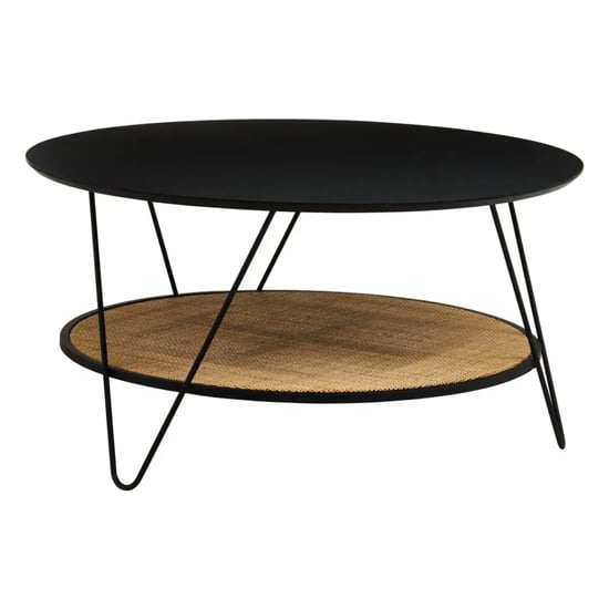 Daire Metal Top Coffee Table With Hairpin Legs In Black