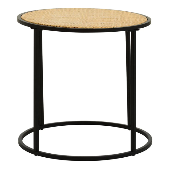 Daire Side Table Round With Black Cross Metal Legs