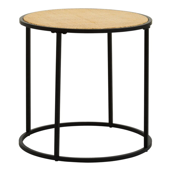 Product photograph of Daire Side Table Round With Black Cross Metal Legs from Furniture in Fashion