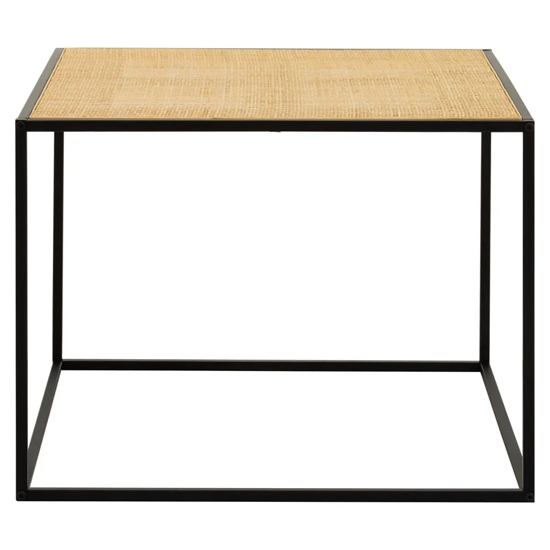 Daire Wooden Coffee Table Square With Natural Rattan Top