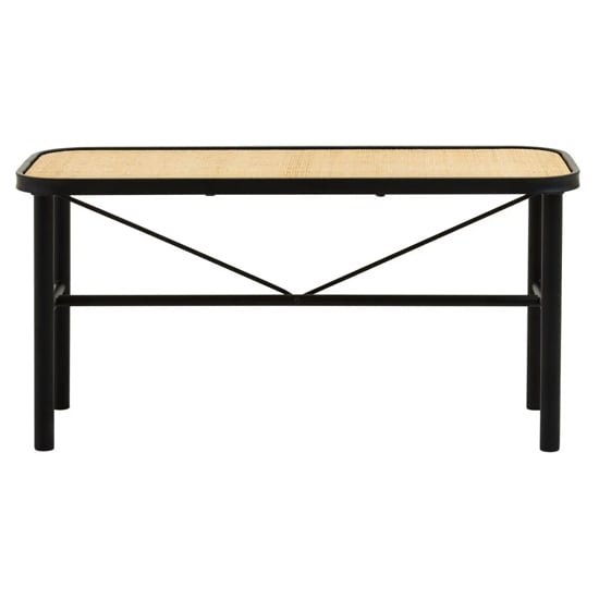 Daire Wooden Hallway Seating Bench With Natural Rattan Seat