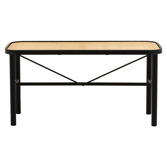 Daire Wooden Hallway Seating Bench With Natural Rattan Seat