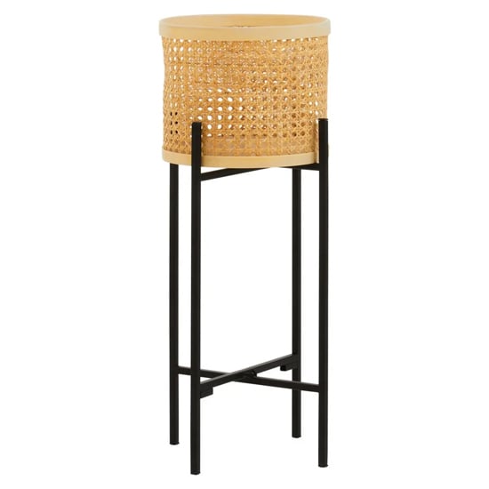 Product photograph of Daire Wooden Plant Stand Small With Cross Legs In Black from Furniture in Fashion