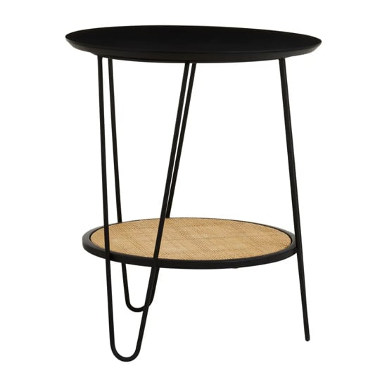 Read more about Daire wooden side table with black hairpin metal legs