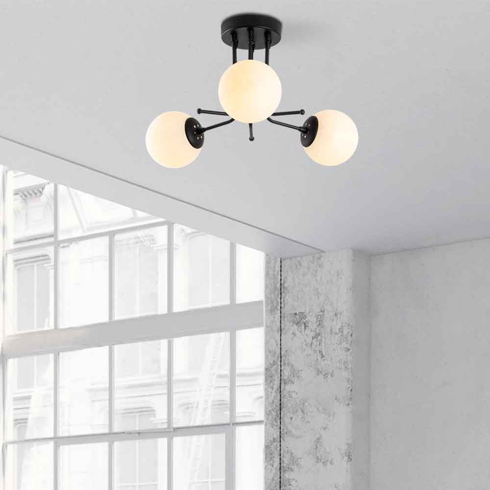 Daisy 3 Light Metal Ceiling Light in Black
