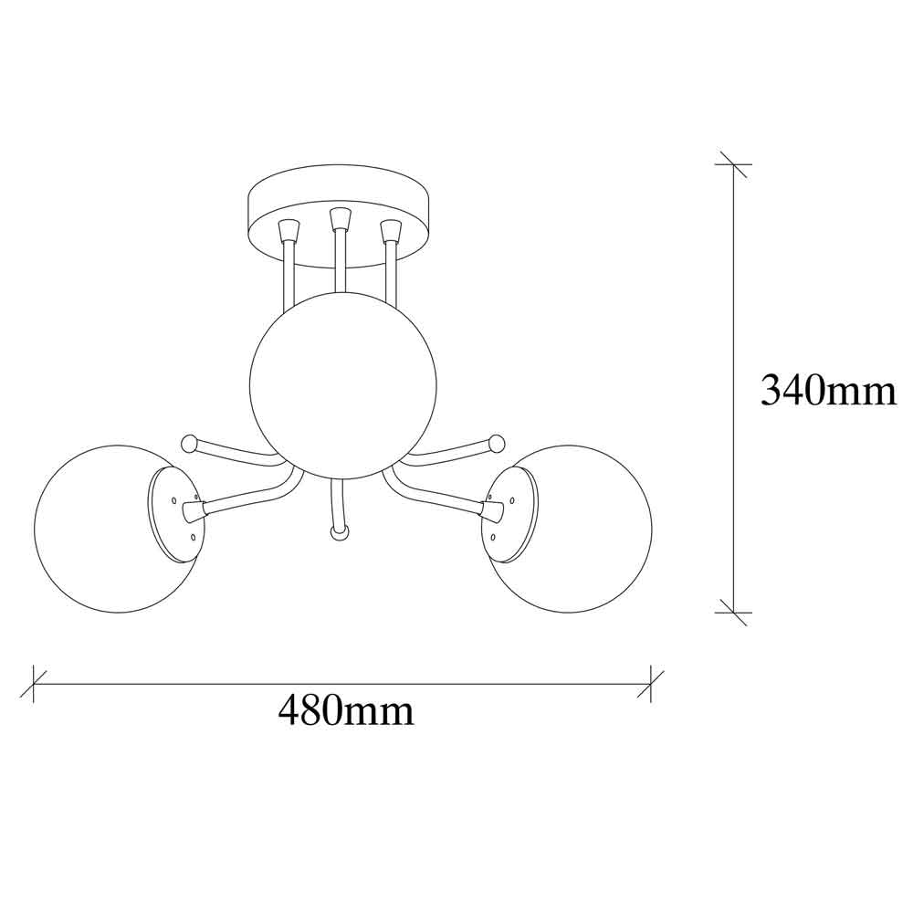 Daisy 3 Light Metal Ceiling Light in Gold