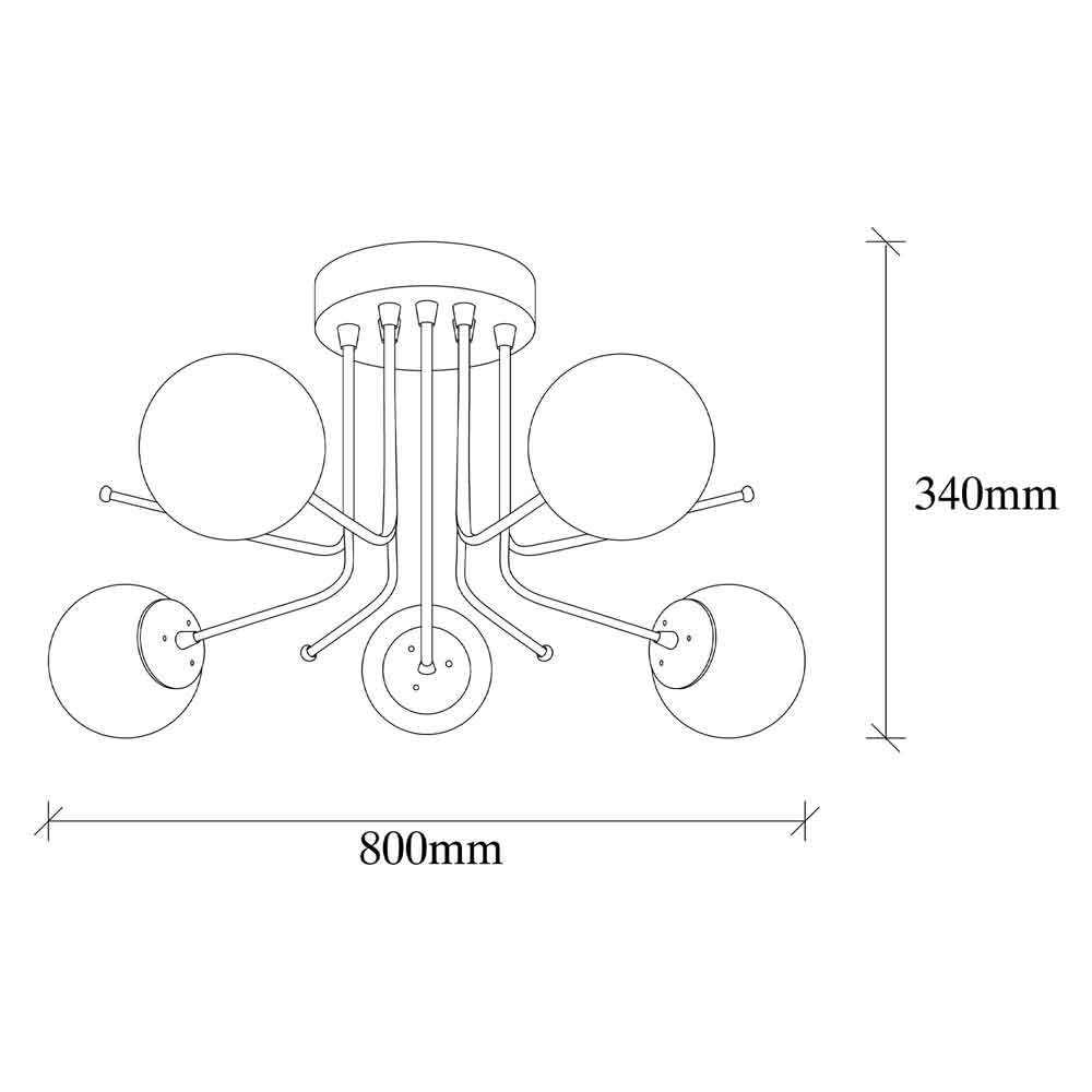 Daisy 5 Light Metal Ceiling Light in Gold