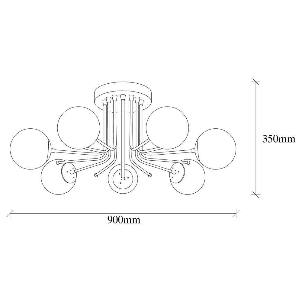 Daisy 7 Light Metal Ceiling Light in Gold