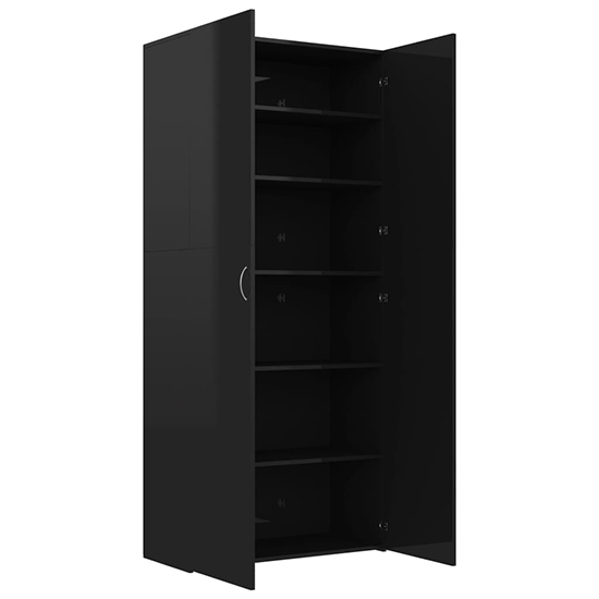 Daithi High Gloss Shoe Storage Cabinet In Black_5