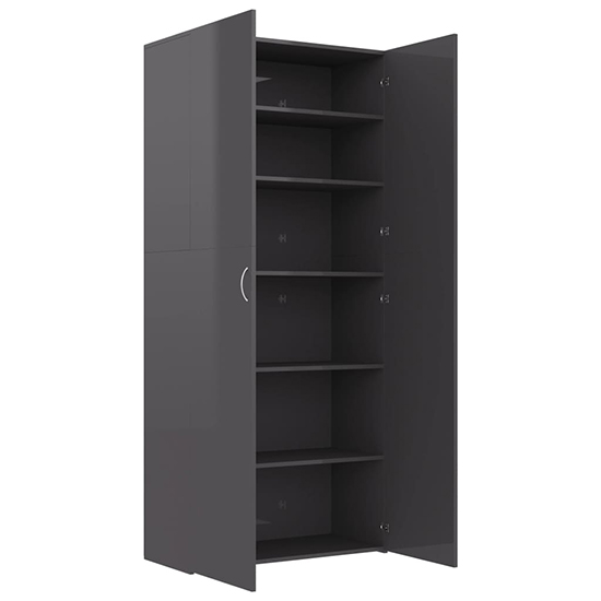 Daithi High Gloss Shoe Storage Cabinet In Grey_5