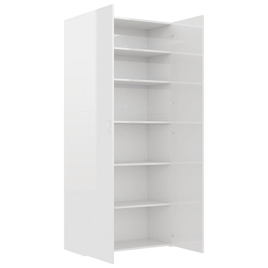 Daithi High Gloss Shoe Storage Cabinet In White_5