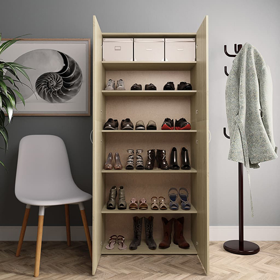 Daithi Wooden Shoe Storage Cabinet In Sonoma Oak